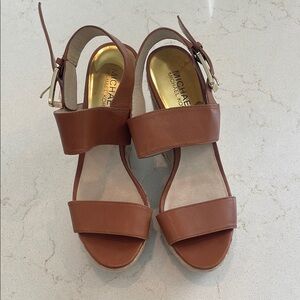 Michael Kors Tan and Rope Leather wedges - size 6.5